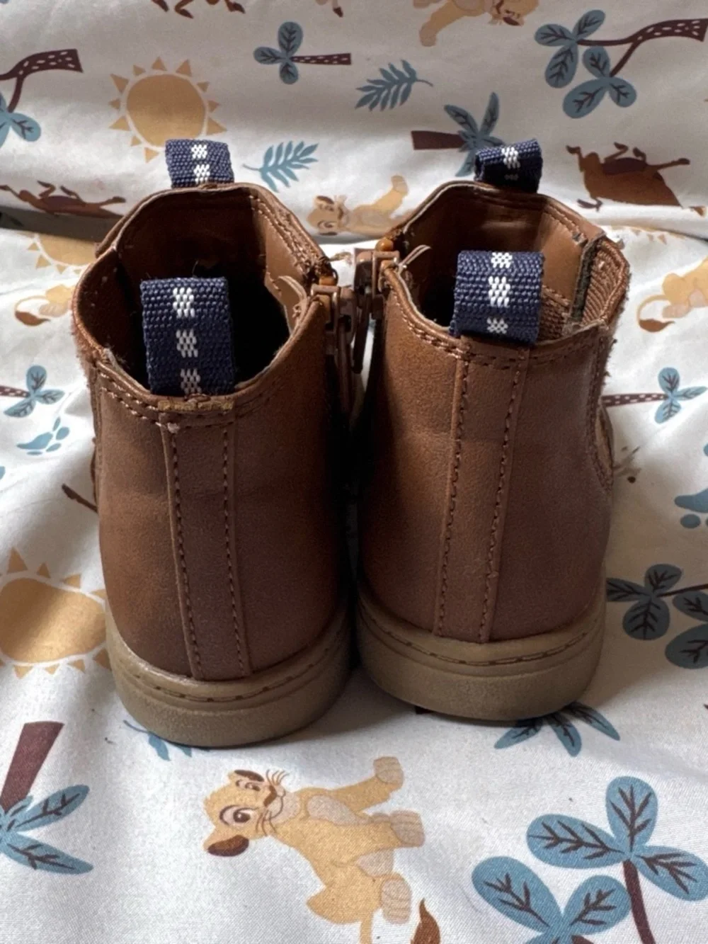 Cat & Jack Brown Chelsea-Style Kids Boots with Navy Pull Tabs